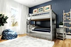 Jackpot Kids Bristol Twin Bunk Bed -Children's Products Bristol Grey with 3 Drawer Underbed Unit 62336.1564615562