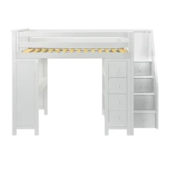 Jackpot! All-In-One Full Study & Storage High Loft Bed W/ Staircase -Children's Products Buxton 3 White Center 1 70846.1638140327