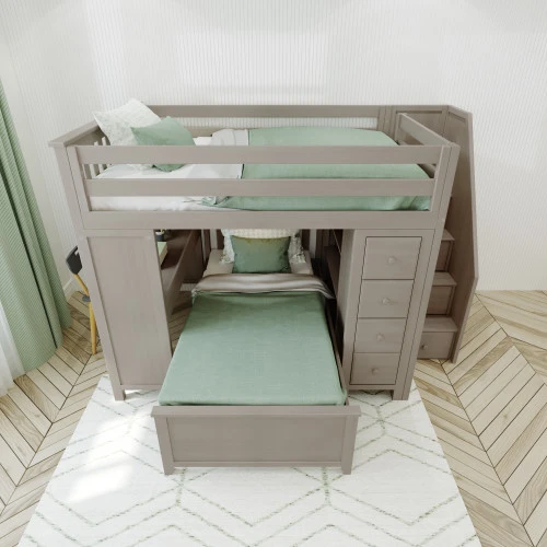 Jackpot! All-In-One Full Study & Storage High Loft Bed W/ Staircase + Twin Lower Bed 5 Jackpot! All-In-One Full Study & Storage High Loft Bed W/ Staircase + Twin Lower Bed - Image 5