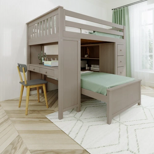 Jackpot! All-In-One Full Study & Storage High Loft Bed W/ Staircase + Twin Lower Bed 2 Jackpot! All-In-One Full Study & Storage High Loft Bed W/ Staircase + Twin Lower Bed - Image 2