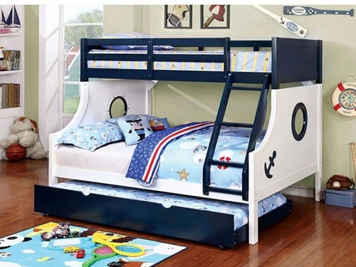 Furniture Of America Nautia Twin/Full Bunk Bed, Blue / White