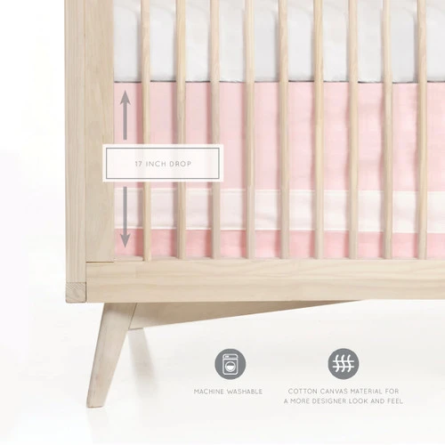 Oilo Woven Cotton Band Crib Skirt, Blush 1 Oilo Woven Cotton Band Crib Skirt, Blush