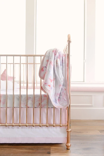 Oilo Woven Cotton Band Crib Skirt, Blush 2 Oilo Woven Cotton Band Crib Skirt, Blush - Image 2