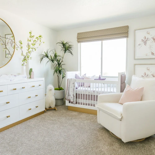 Oilo Woven Cotton Band Crib Skirt, Lavender 3 Oilo Woven Cotton Band Crib Skirt, Lavender - Image 3