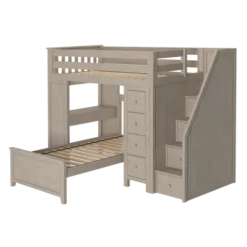 Jackpot! All-In-One Twin Study & Storage High Loft Bed W/ Staircase + Twin Lower Bed