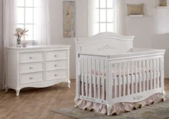 Pali Diamante 2 Piece Nursery Set W/ Decor Panel - Forever Crib + Double Dresser