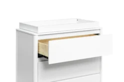 Babyletto Bento 3-Drawer Changer Dresser, White -Children's Products M21623W White Background 03 22325.1626033184