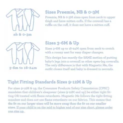 Magnetic Me My Perfect Selfie Modal Magnetic Footie -Children's Products MM sizing chart 02103.1616822148