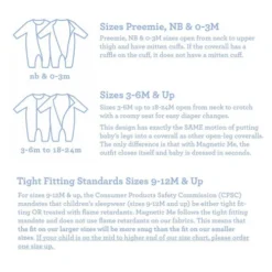 Magnetic Me Tiny Tundra Modal Magnetic Footie -Children's Products MM sizing chart 42263.1609458657