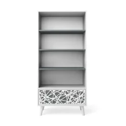 Romina Furniture New York Bookcase 4 Romina Furniture New York Bookcase -Children's Products NewYork11022 White WashedGrey Cut1 78580.1529622410