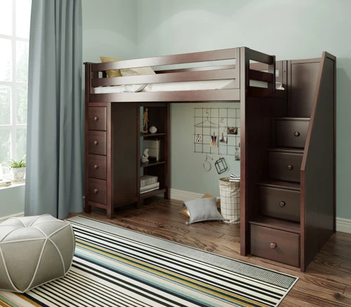 Jackpot! All-In-One Twin Storage High Loft Bed W/ Staircase 2 Jackpot! All-In-One Twin Storage High Loft Bed W/ Staircase - Image 2