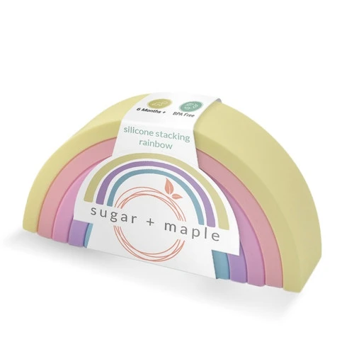 Sugar + Maple Silicone Rainbow Stacking Rings, Pastel 1 Sugar + Maple Silicone Rainbow Stacking Rings, Pastel