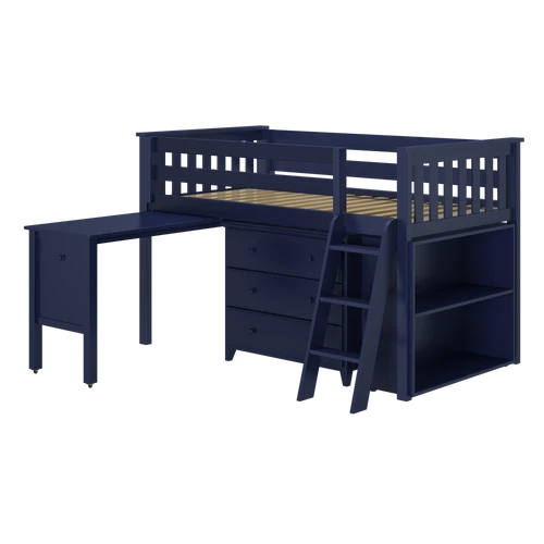 Jackpot Twin Low Loft Bed W/ 3 Drawer + Desk + Bookcase 2 Jackpot Twin Low Loft Bed W/ 3 Drawer + Desk + Bookcase - Image 2