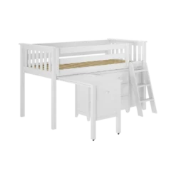 Jackpot Twin Low Loft Bed W/ 2 X 3 Drawers + Desk -Children's Products WINSOR 3 WHITE RIGHT 15173.1600034412