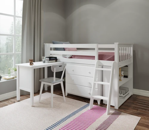 Jackpot Twin Low Loft Bed W/ 3 Drawer + Desk + Bookcase 1 Jackpot Twin Low Loft Bed W/ 3 Drawer + Desk + Bookcase