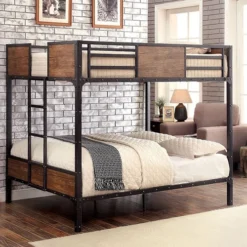 Furniture Of America Clapton Bunk Bed, Black/Wood -Children's Products cm bk029ff 53722.1530483381