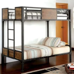 Furniture Of America Clapton Bunk Bed, Black/Wood
