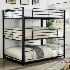 Furniture Of America Olga I Triple Decker Bunk Bed, Sand Black