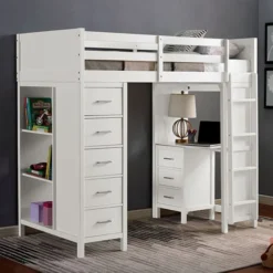 Furniture Of America Cassidy Twin Loft Bed, White