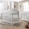 Pali Cristallo 2 Piece Nursery Set W/ Beige Fabric Panel - Forever Crib + Double Dresser