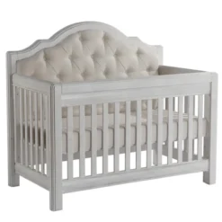 Pali Cristallo Forever Crib W/ Beige Fabric Panel, Vintage White