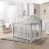 Pali Cristallo 3 Piece Nursery Set W/ Beige Fabric Panel - Forever Crib + Double Dresser + Chest