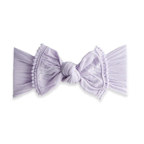 Baby Bling Trimmed Classic Knot Mini Pom Headband, Light Orchid 1 Baby Bling Trimmed Classic Knot Mini Pom Headband, Light Orchid