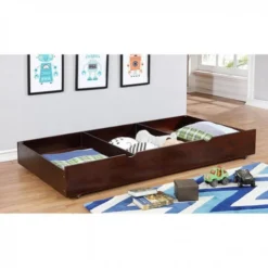 Furniture Of America Ellington Twin/Full Staircase Bunk Bed, Dark Walnut -Children's Products trundle drawer 79954.1540757464